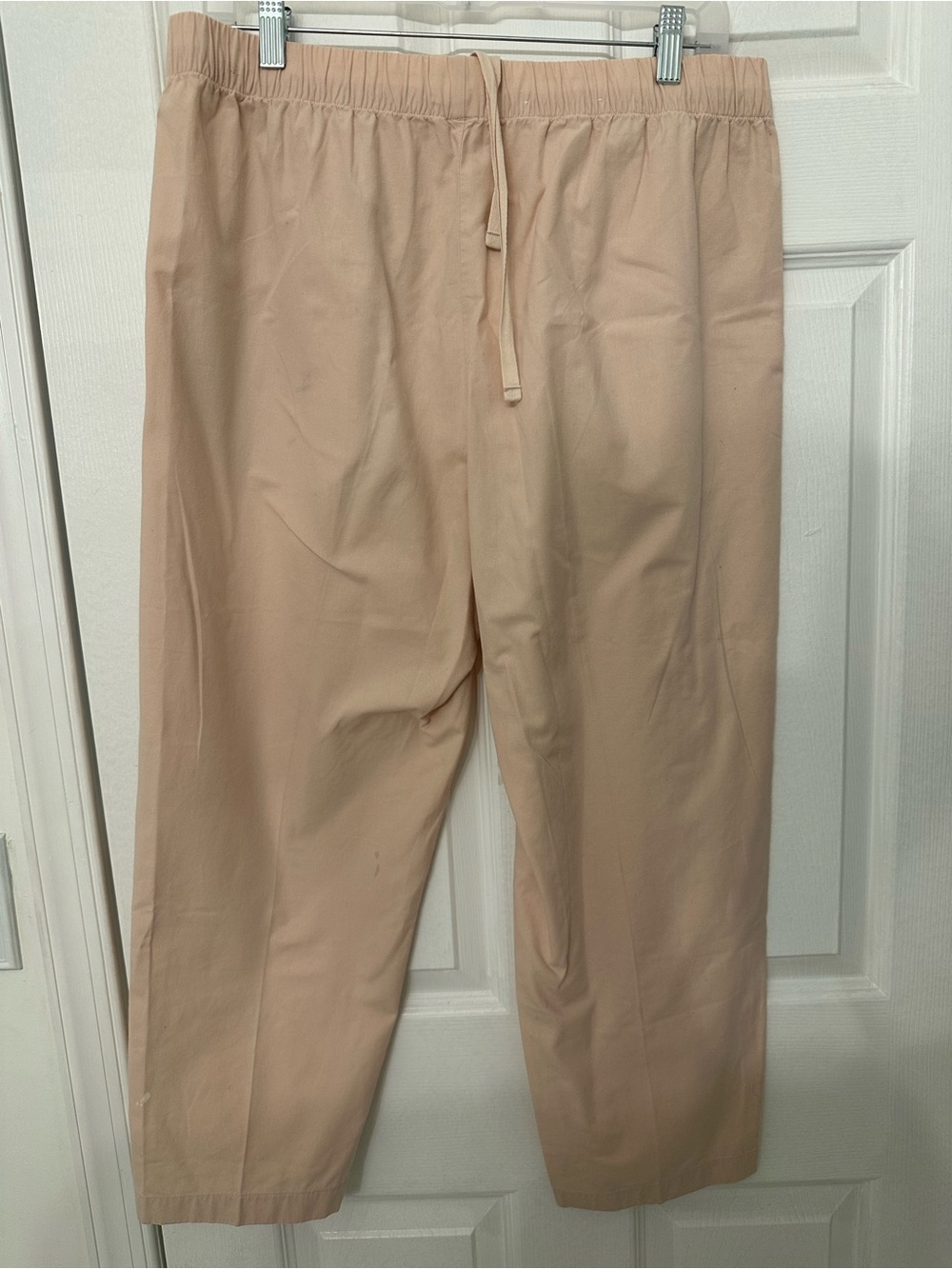 UNIQLO Women's Beigeโ Cotton Canvas Tapered Pants Size XL Drawstring Elastic